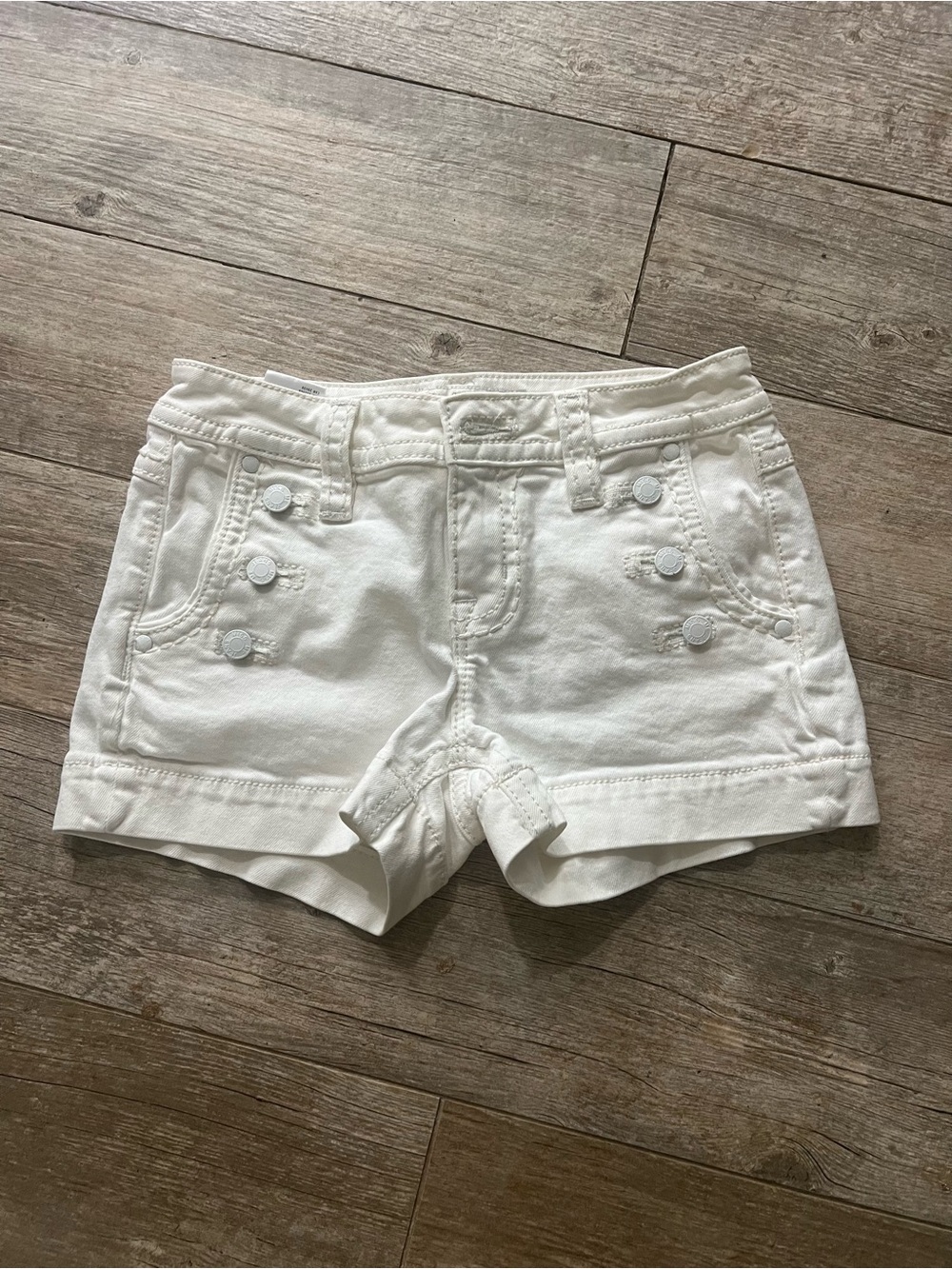 Miss Me White Cotton Jean Shorts with Button Front Detail